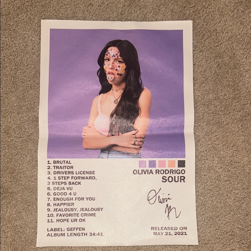 Olivia Rodrigo SOUR Album Poster Wall Art Print